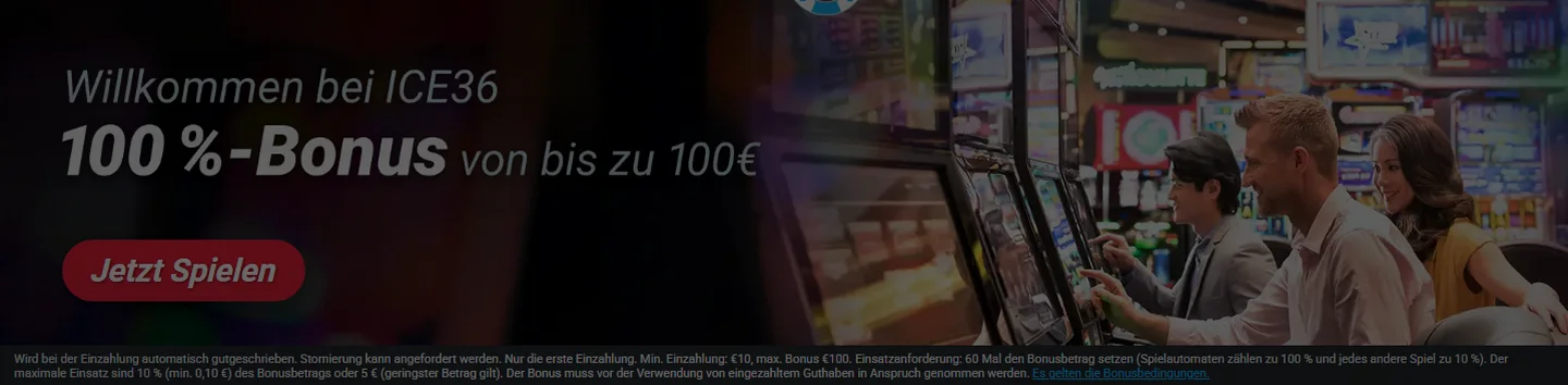 ICE36 — bis zu 100 € + 136 FS über die erste Einzahlung